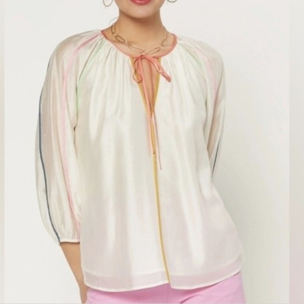 Current Air Multi-Colored Binding Tie Front Top - image 1